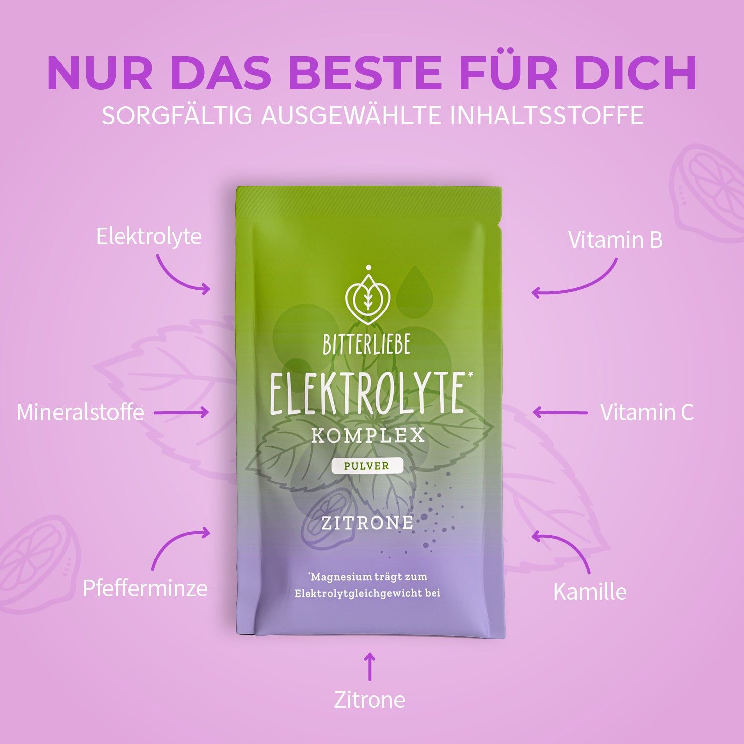 BitterLiebe Elektrolyte* Komplex Zitrone - Elektrolyt Pulver mit Magnesium & Kalium
