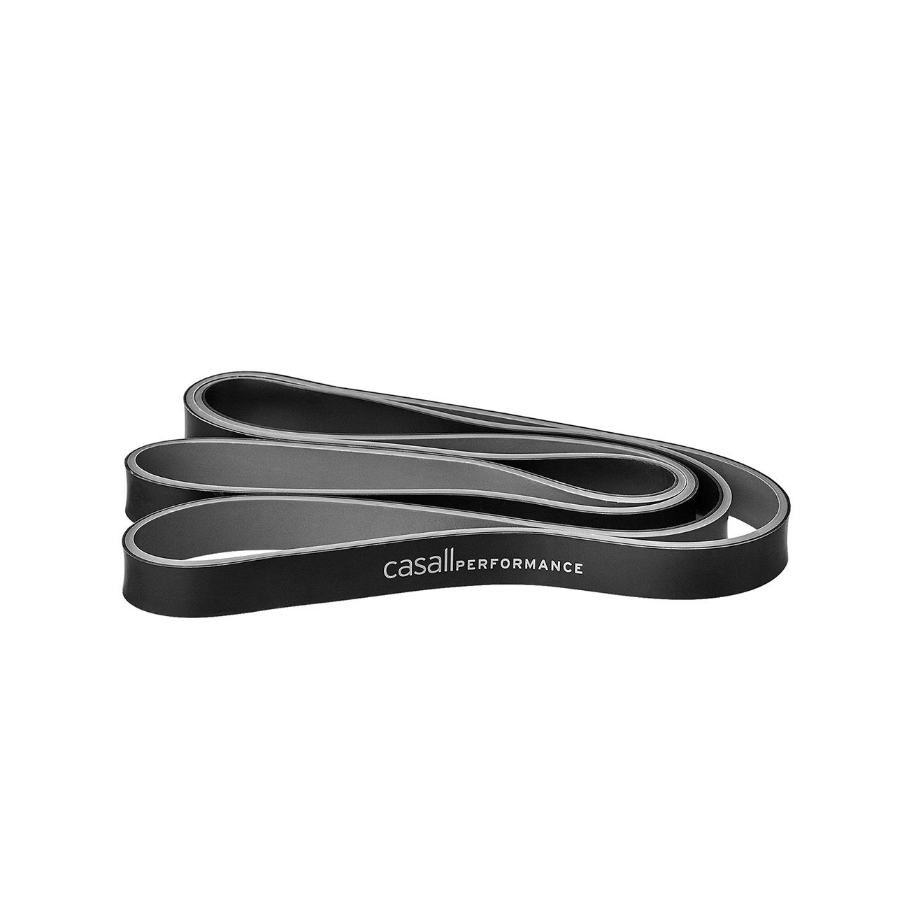 Schwarzes und graues Fitnessband. Aufschrift: casall performance.