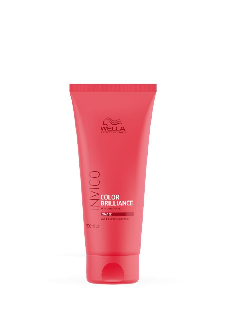 Rote Tube mit Produktinformationen. Aufschrift: Invigo Color Brilliance Coarse. Marke: Wella Professionals.