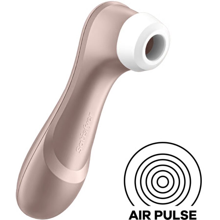 Ein roségoldener Vibrator mit weißer Spitze und "Air Pulse"-Symbol.