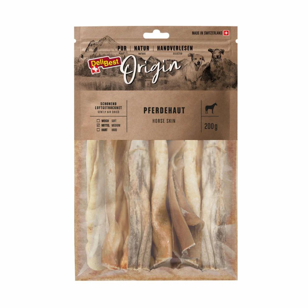 DeliBest Origin Pferdehaut Luftgetrocknet 200 g Futter