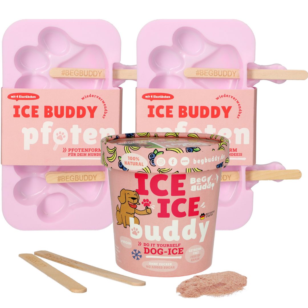 BeG Buddy Eis für Hunde Starter-Kit, Hundeeis zum Selbermachen, Abkühlung Hund Eis, Blaubeere