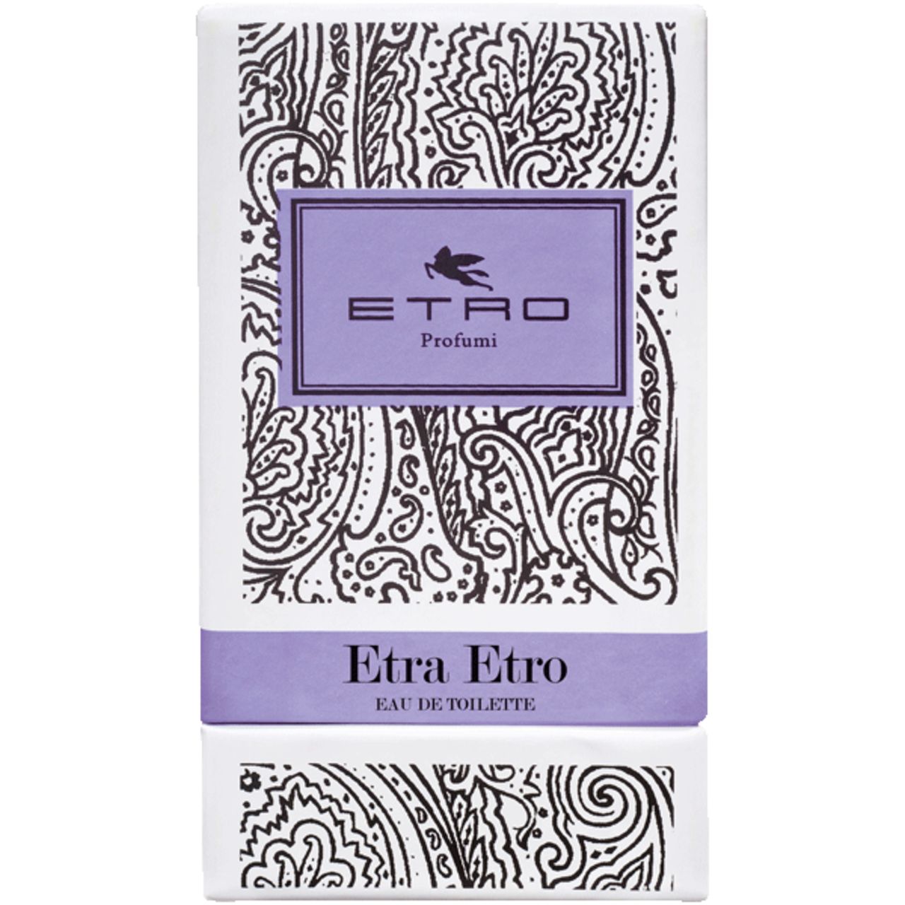 Etro Etra Etro Eau de Toilette Verpackung mit Paisley-Muster und lila Akzenten.