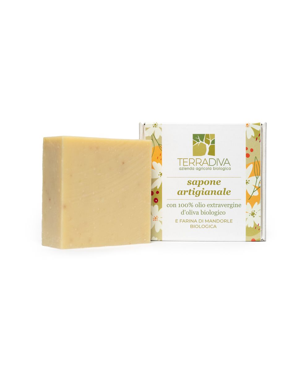 Terradiva sapone solido artigianale con olio extra vergine di oliva e farina di mandorle