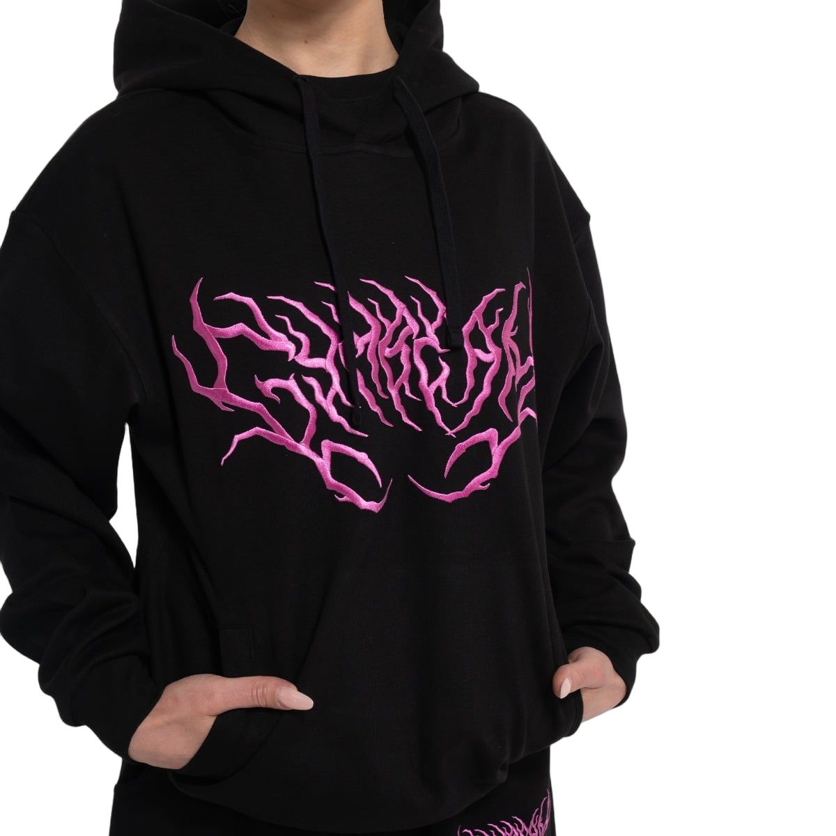 GymBeam Hoodie Damen oversize mit Kapuze und Taschen in Schwarz