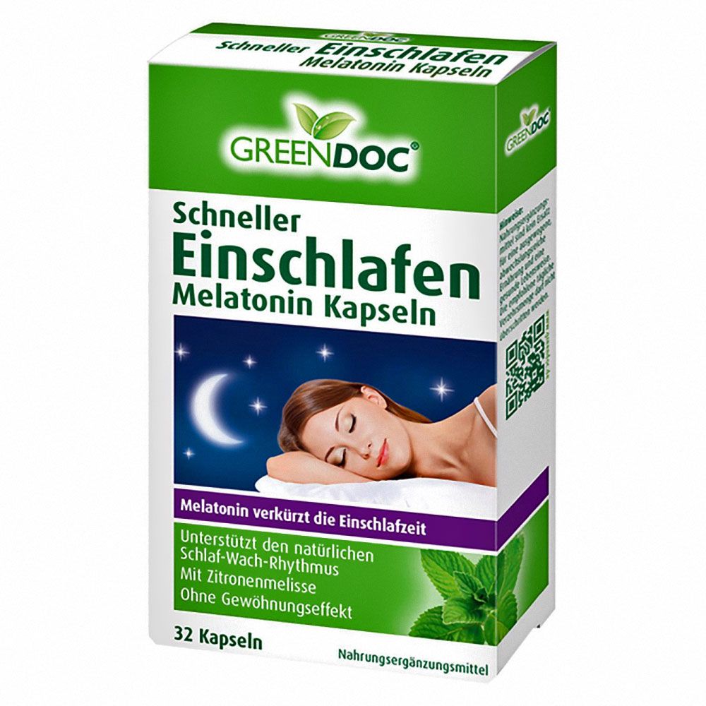 GreenDoc Schneller Einschlafen Melatonin Kapseln