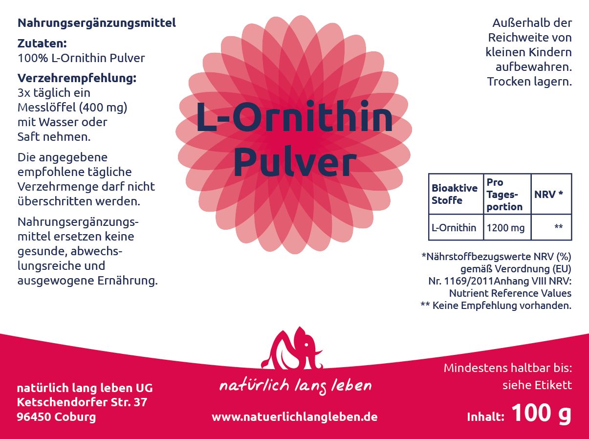 natürlich lang leben L-Ornithin Pulver 100 g