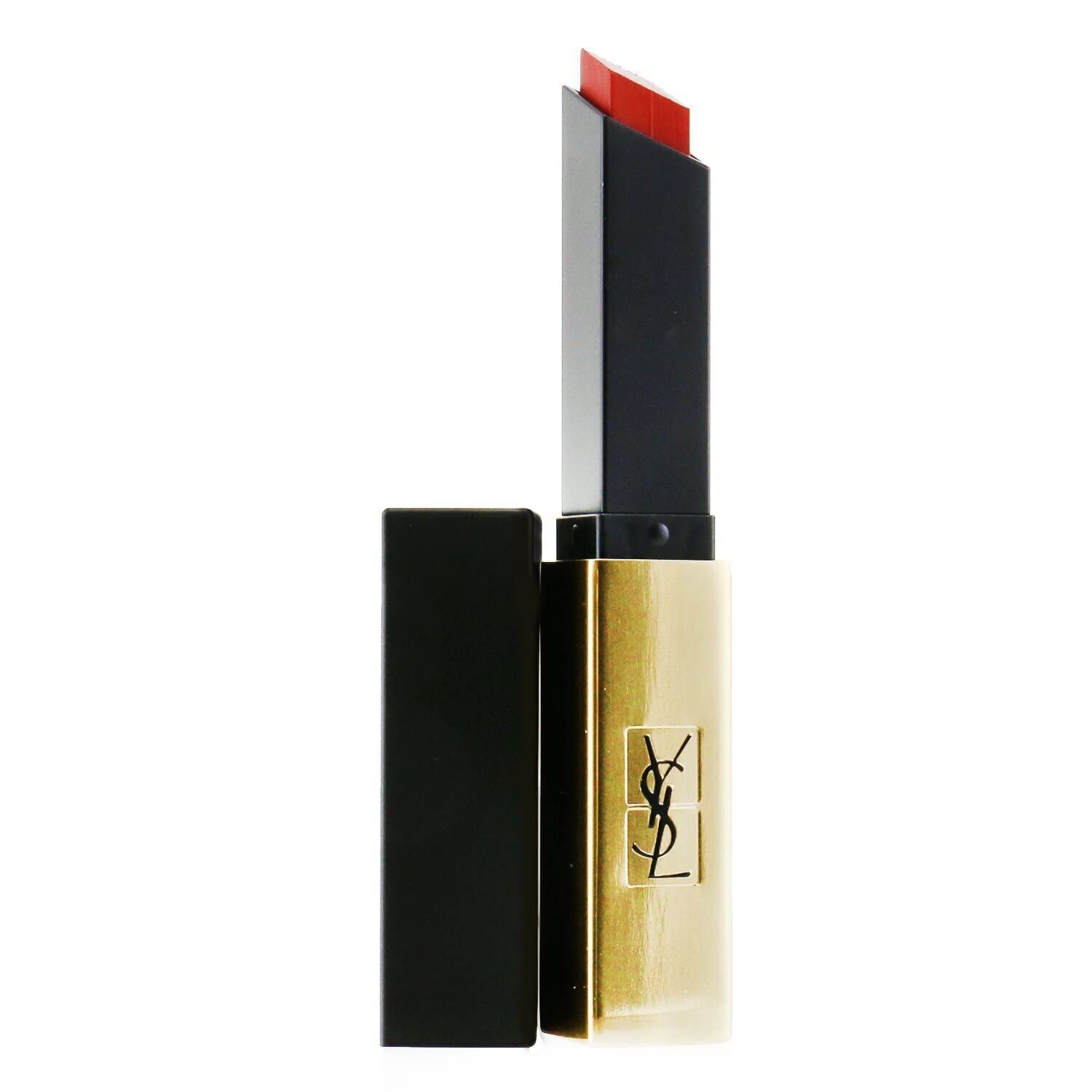 Goldener Lippenstift mit schwarzem Deckel. Aufschrift: Yves Saint Laurent.