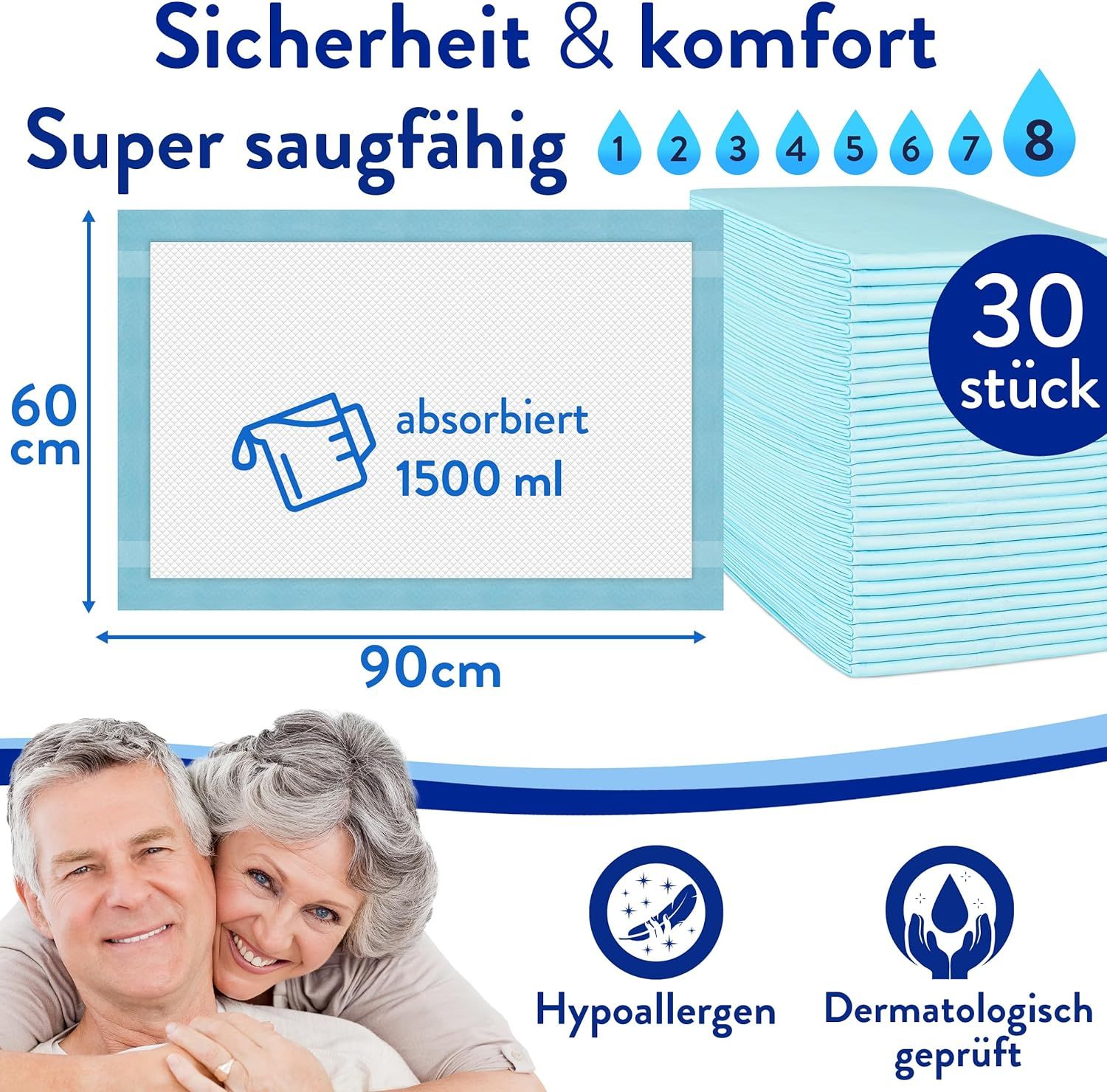 Harmony Care® rutschfeste Inkontinenz Bettunterlage einweg 120 St