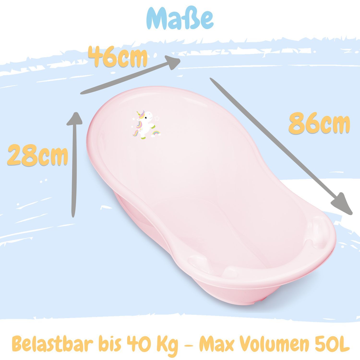 Babykajo Baby Badewanne mit Stöpsel. Baby Wanne 86cm