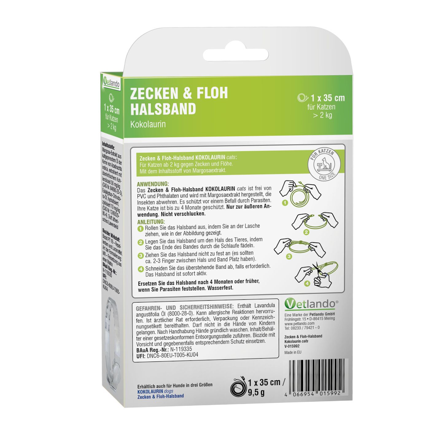 Vetlando Kokolaurin Zecken- & Floh-Halsband für Katzen