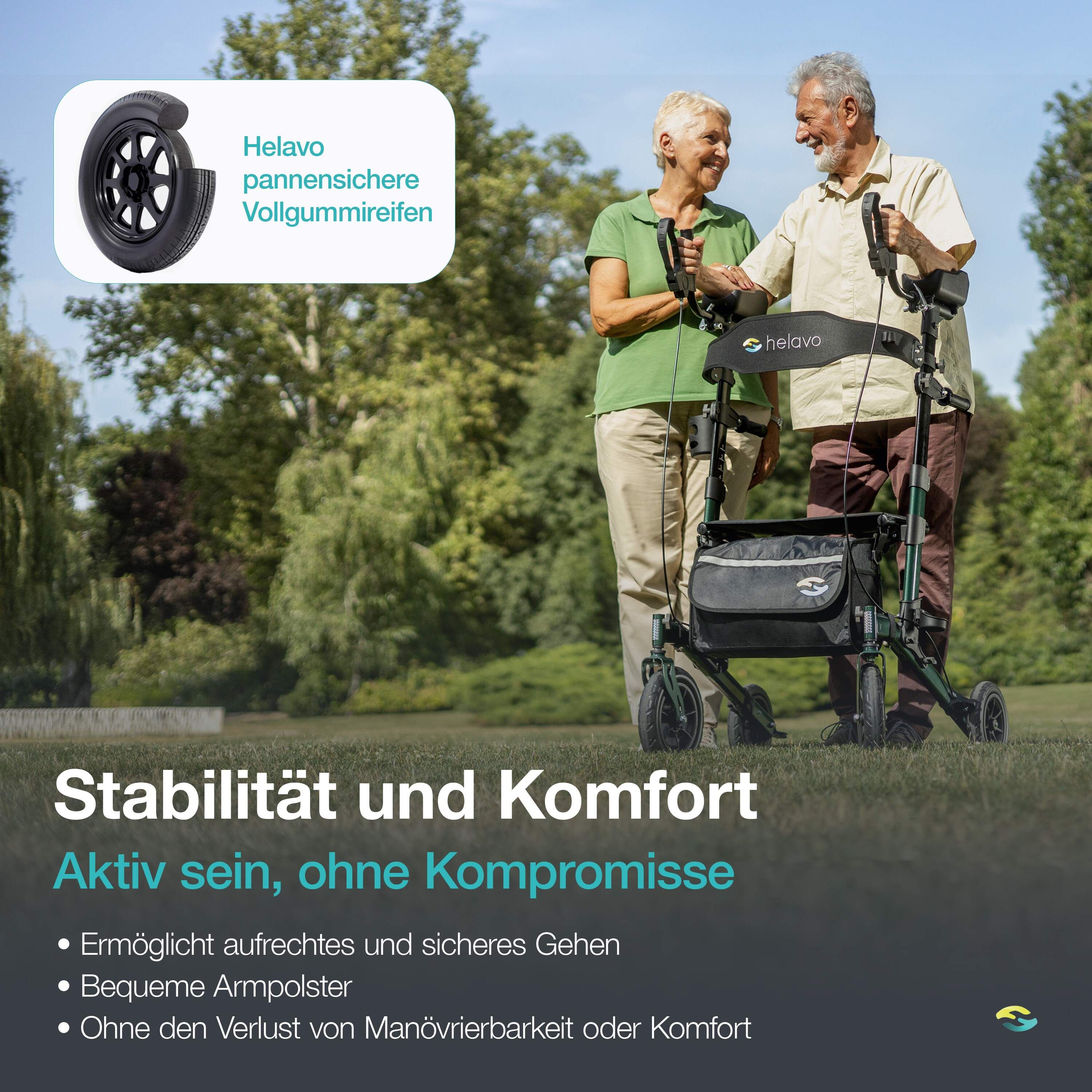 Helavo Outdoor Arthritis Rollator Stand Up Gehhilfe mit Unterarmstuetzen faltbar