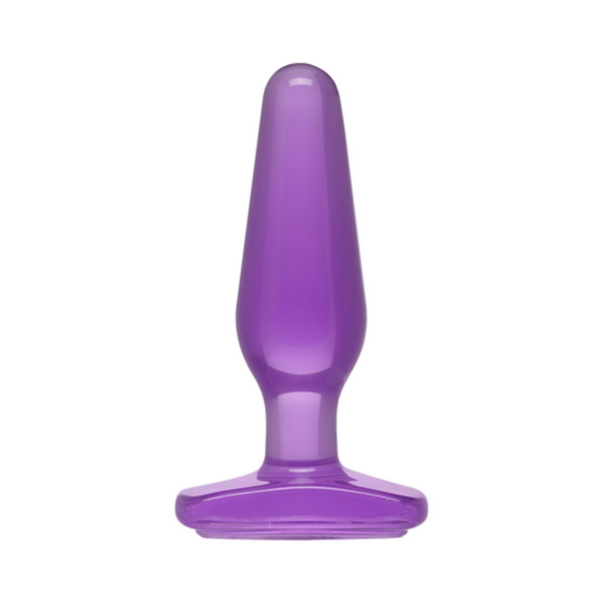 Lila Butt Plug. Kegelförmig mit breiter Basis. Glatte Oberfläche.