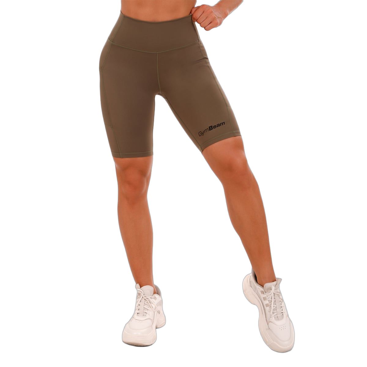 GymBeam Biker Shorts Damen Slim mit Taschen in Oliv