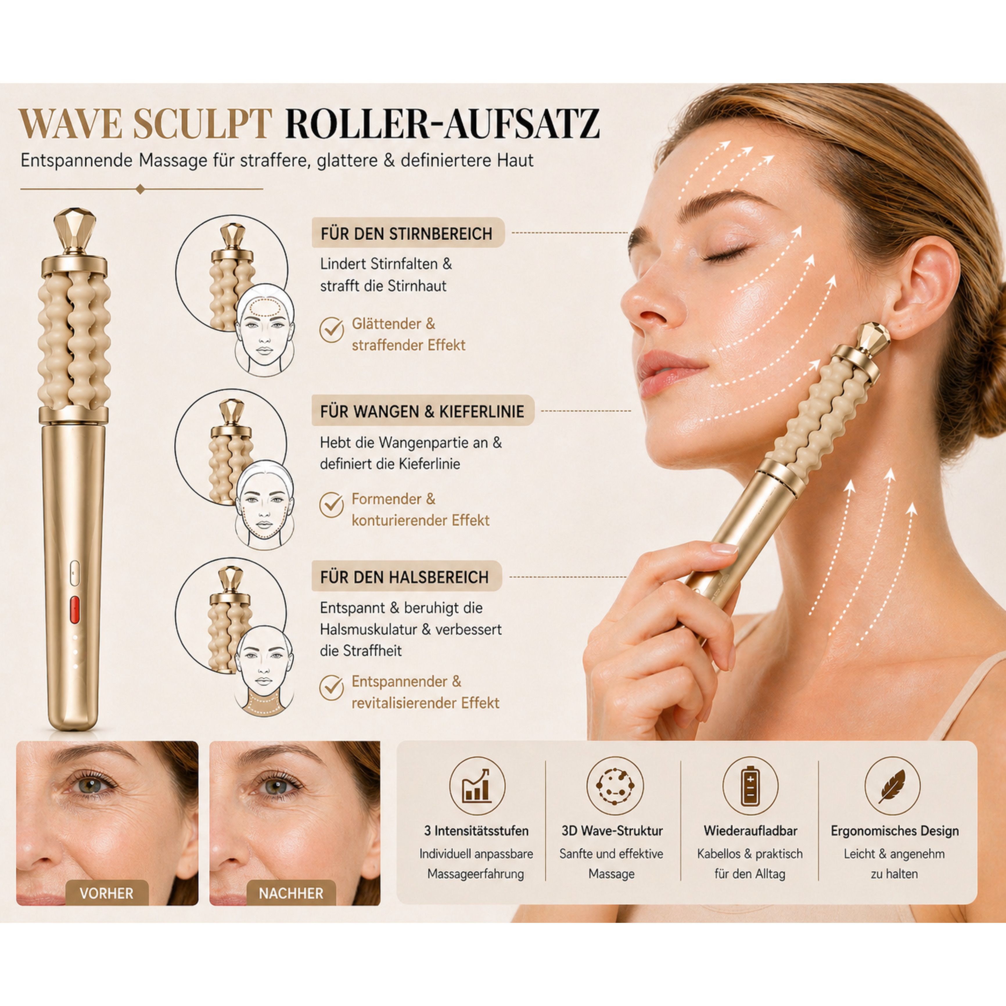 Lalano’S Cosmetics Gesichtsmassagegerät 2-in-1 Beauty Massager Sculptlift Pro