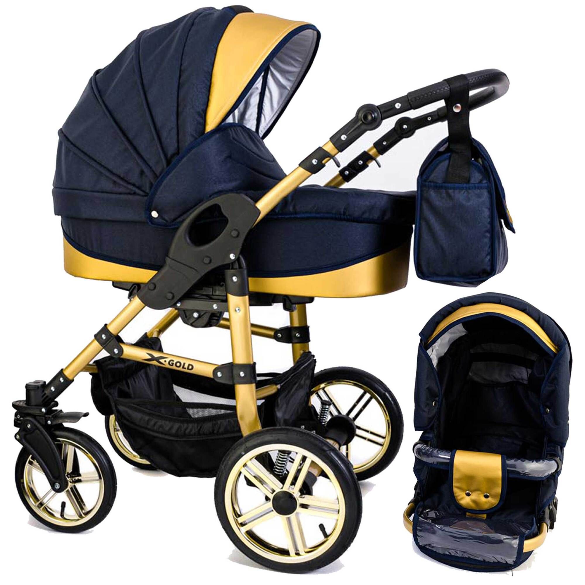 Tabbi ECO X Gold 2 in 1 Kinderwagen Luftreifen, Blue