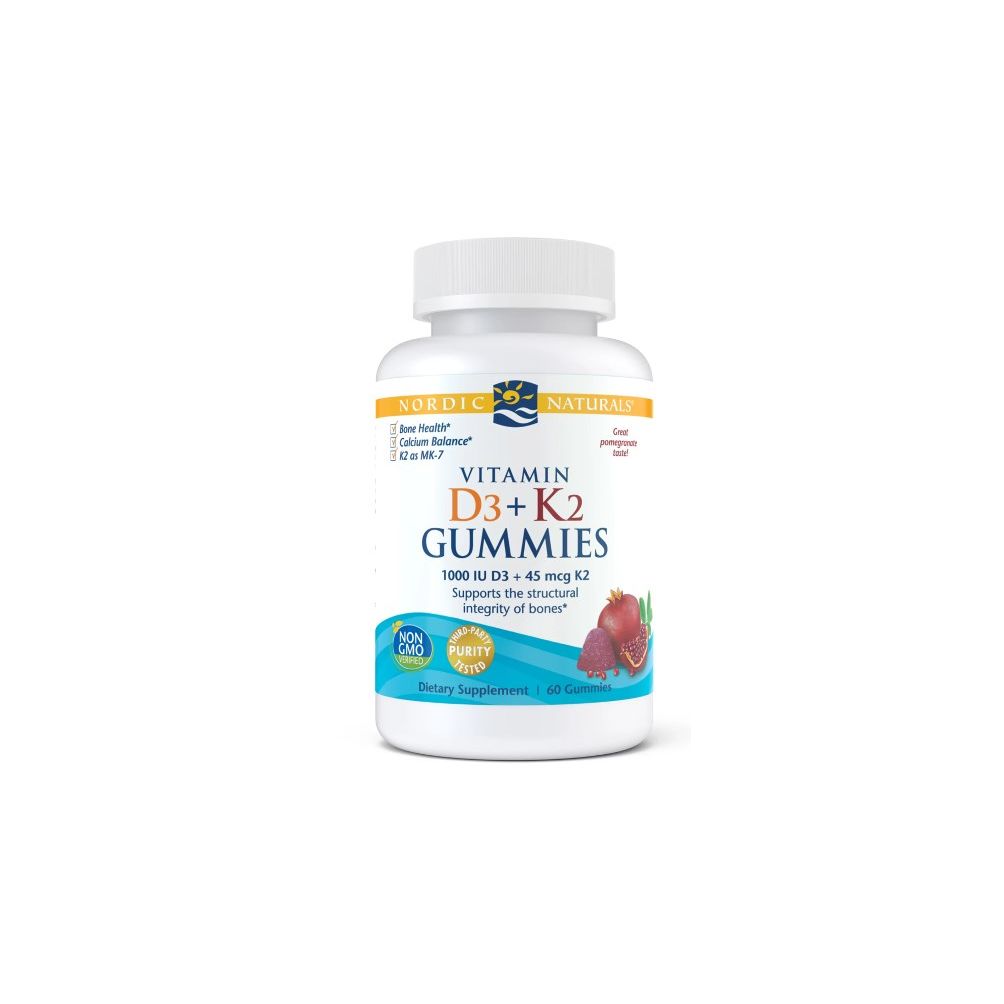 Nordic Naturals Vitamin D3+K2 Fruchtgummis, Granatapfel 60 St