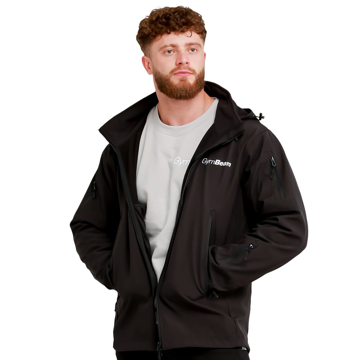 GymBeam Softshell-Jacke Herren Regular mit Kapuze Schwarz 1 St