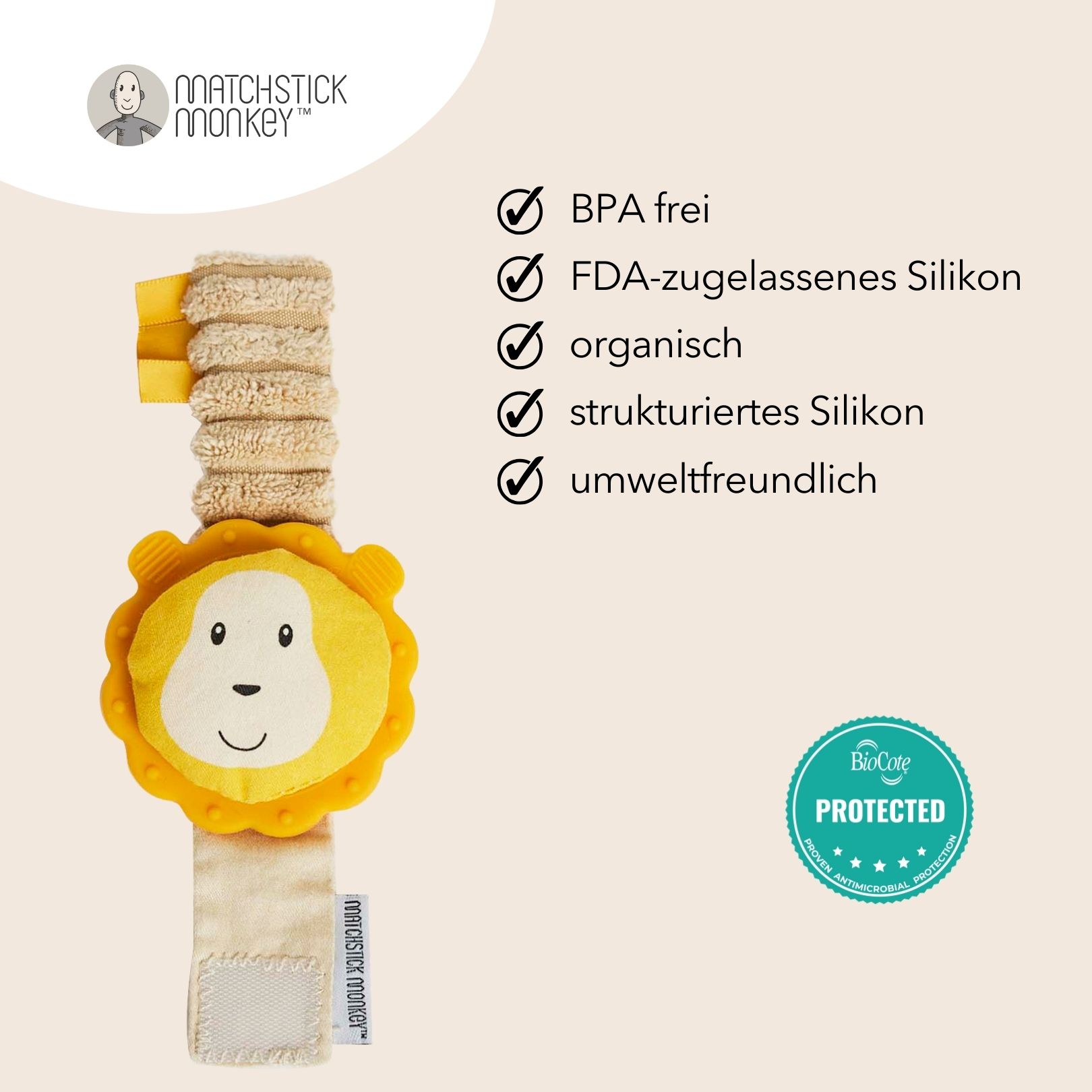Matchstick Monkey Beißring für das Handgelenk Ludo Löwe