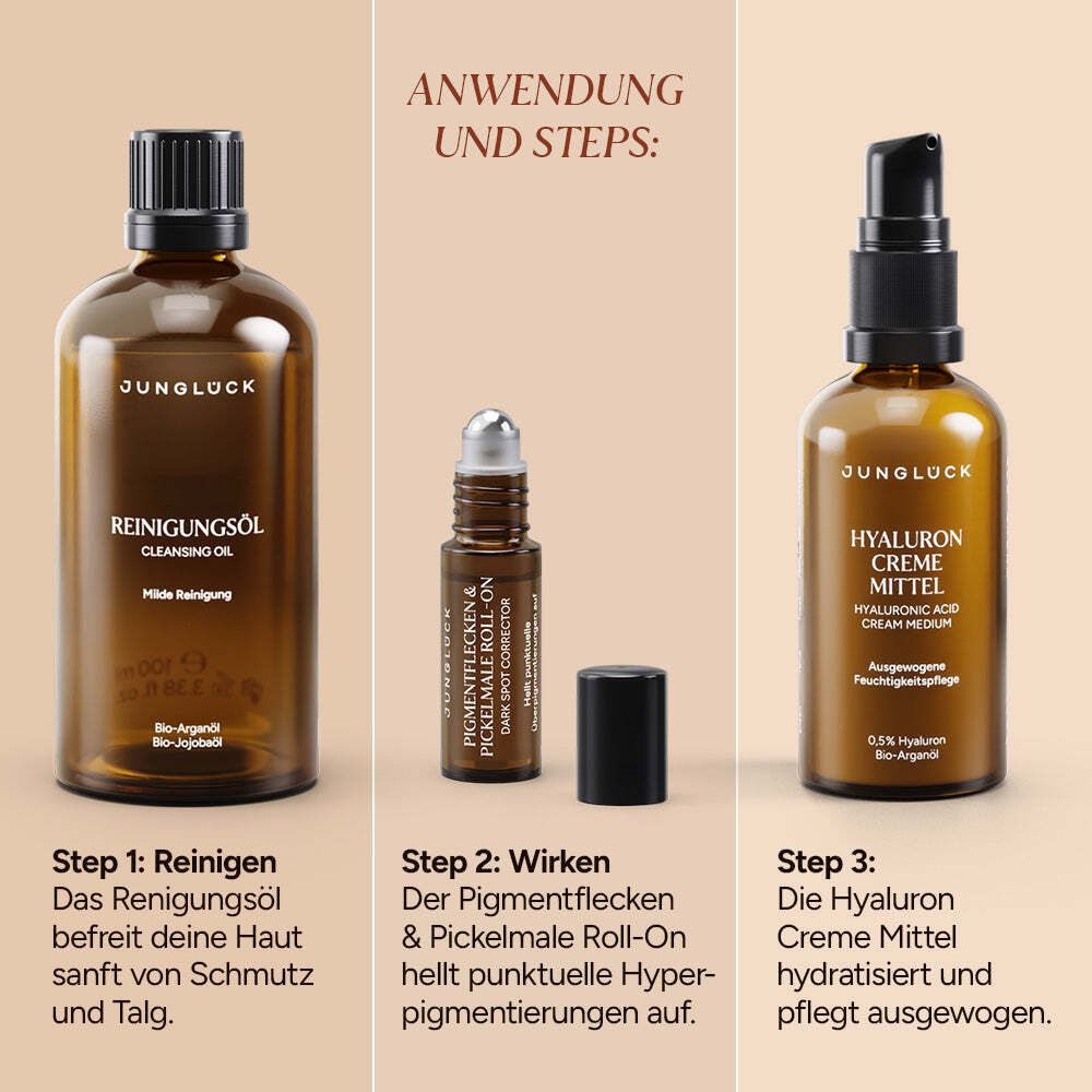 JUNGLÜCK Set Pigmentflecken & Pickelmale aufhellen