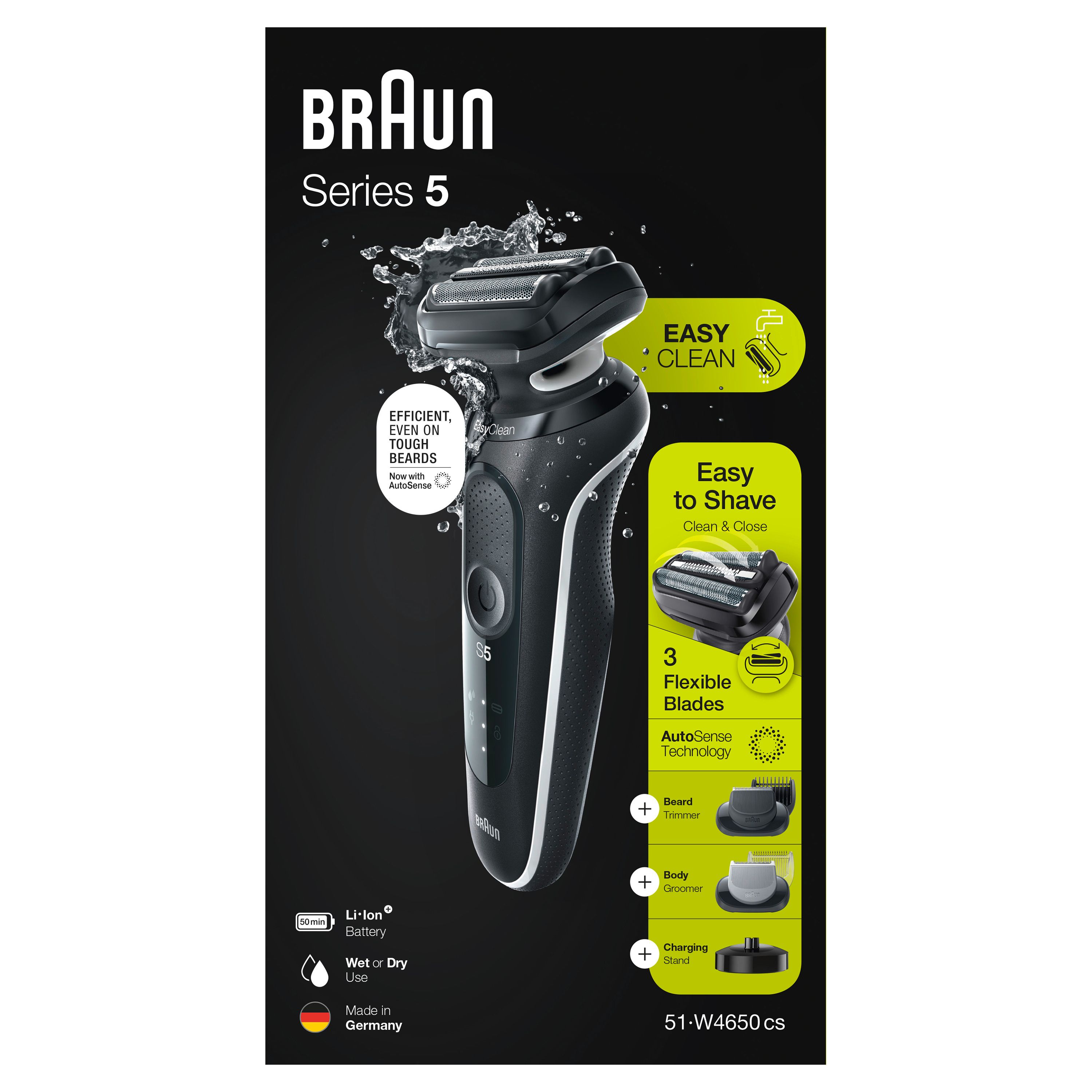 Braun - Elektrischer Rasierer für Männer "Series 5 51-W4650cs" in Schwarz