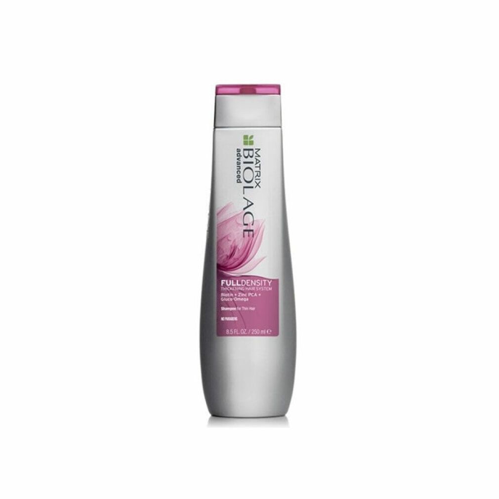Shampoo-Flasche mit rosa Deckel. Aufschrift: Matrix Biolage FullDensity. 250 ml.