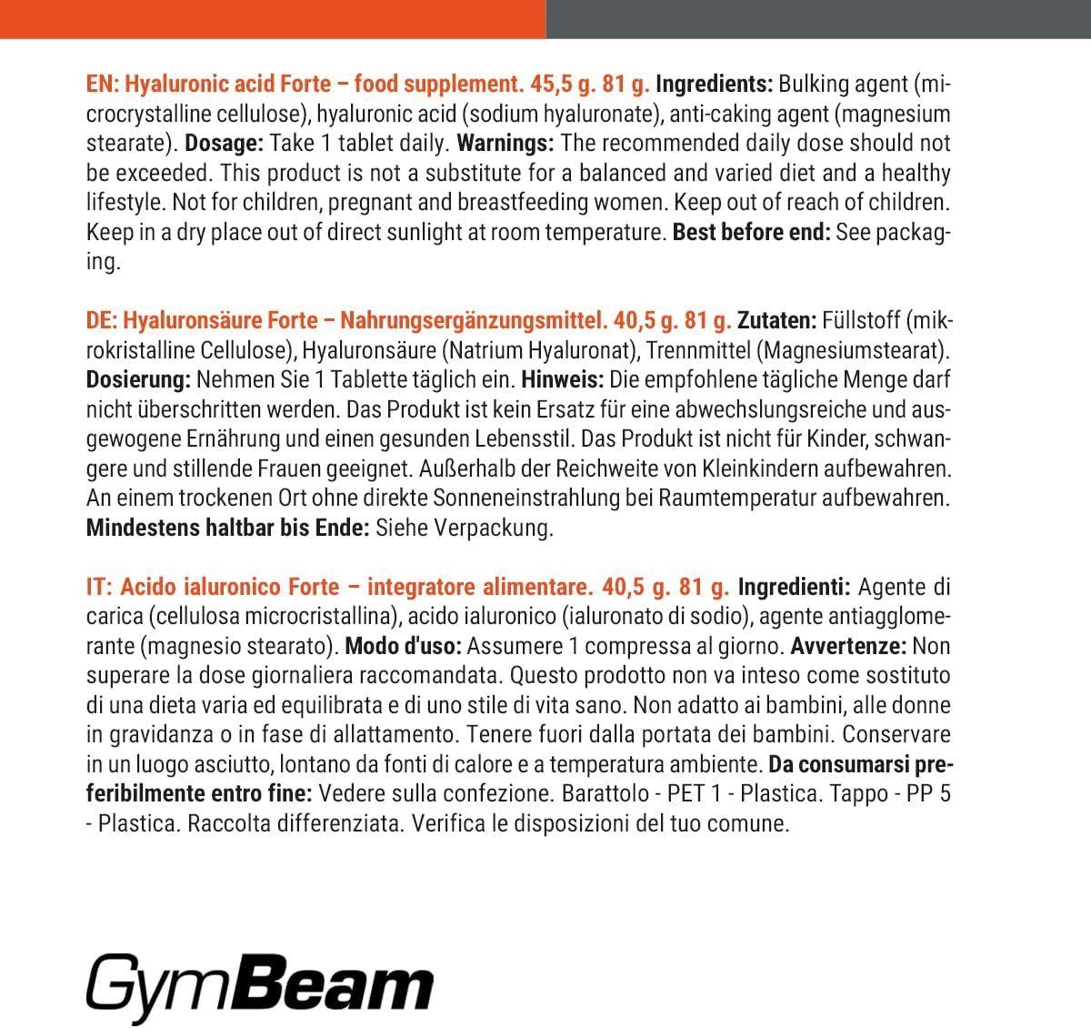 GymBeam Hyaluronsäure Forte