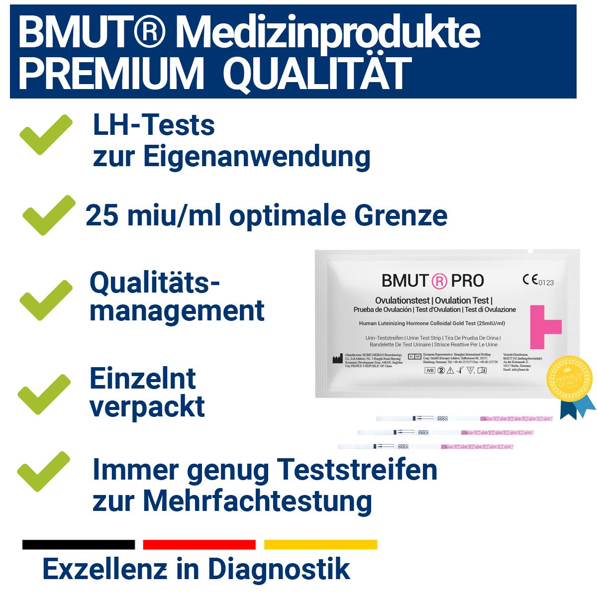 BMUT Ovulationstest LH Teststreifen Urin – 25miu/ml