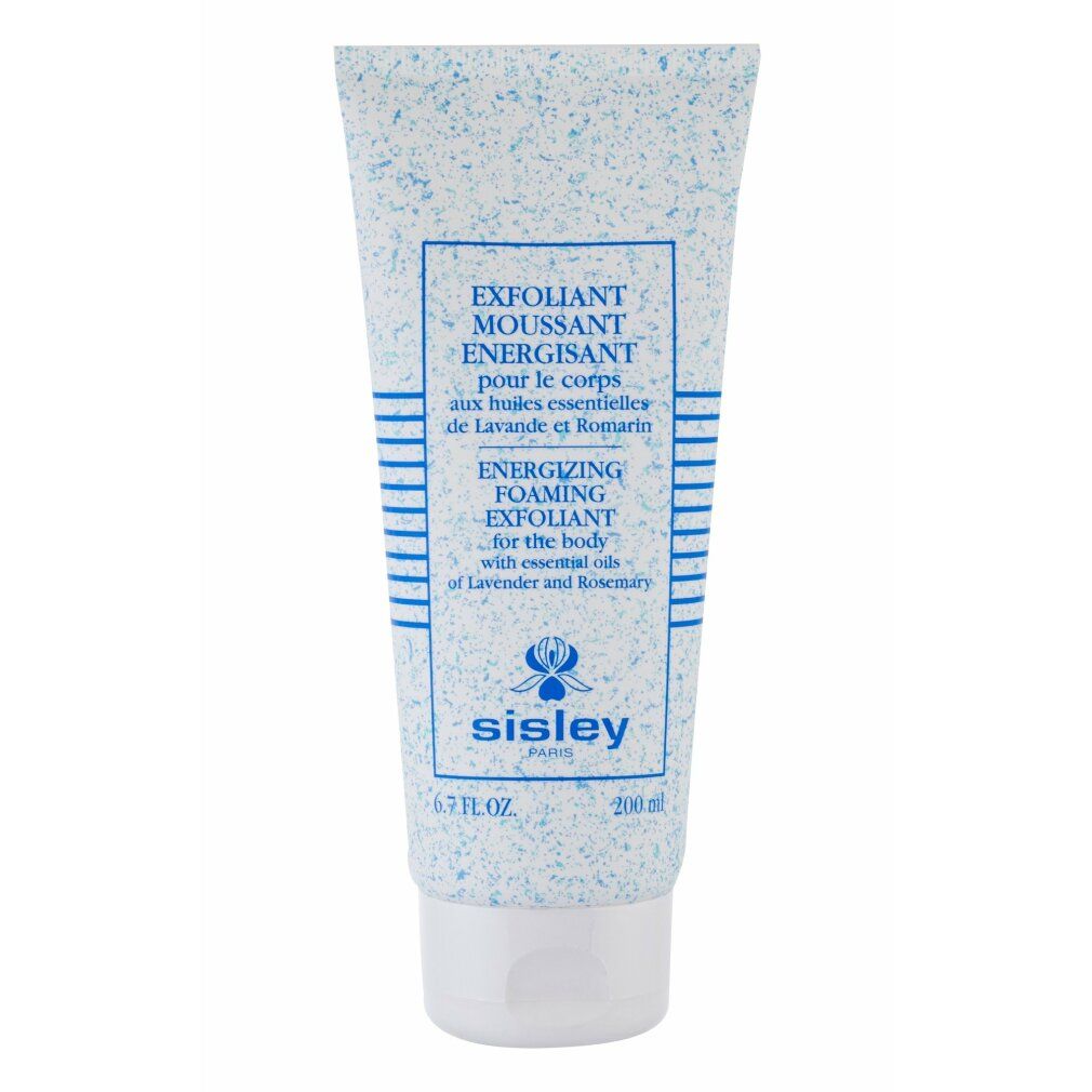 Creme-Tube mit Produktbezeichnung und Logo. Text: Exfoliant Moussant Energisant, Energizing Foaming Exfoliant. Marke: Sisley.