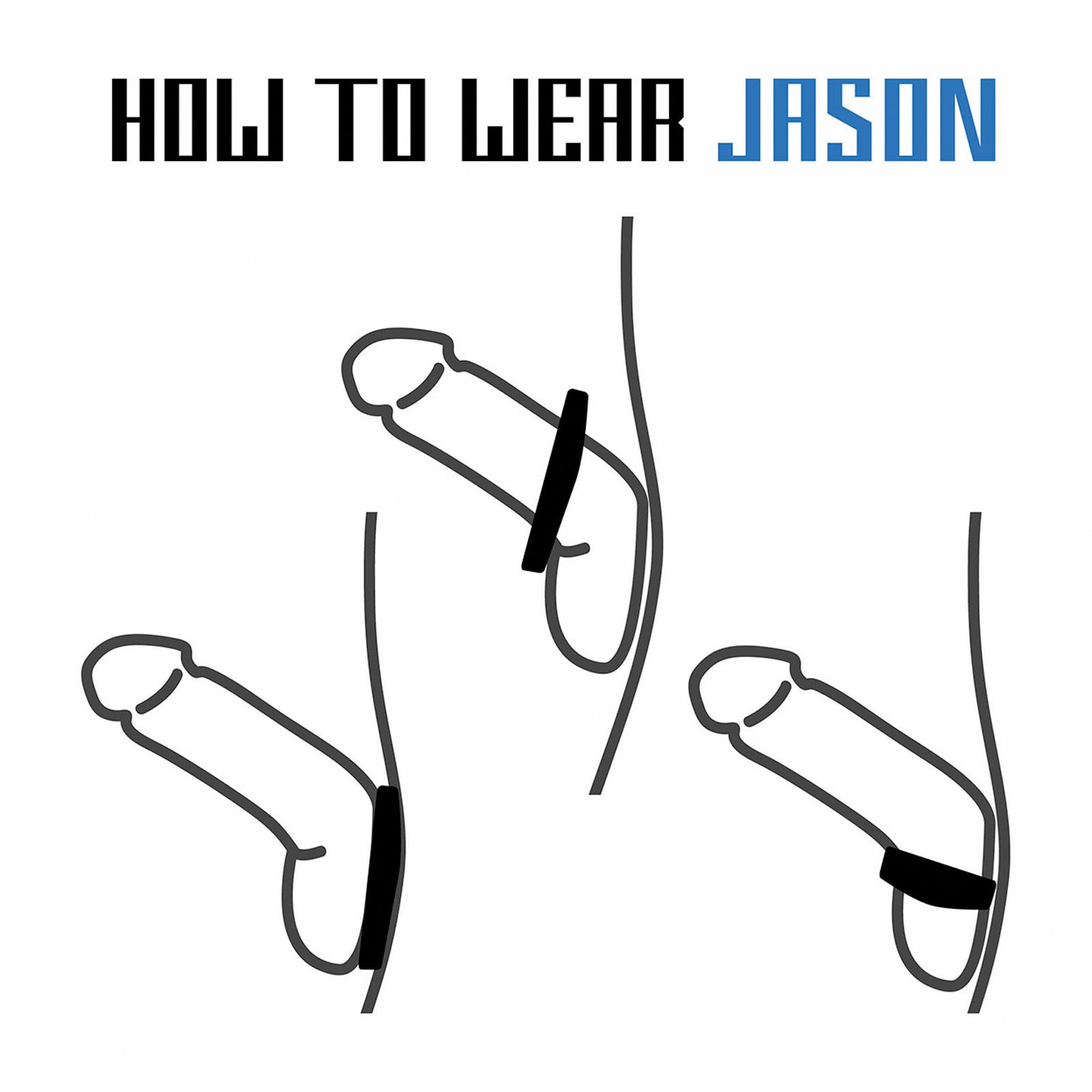 Illustrationen zur Anwendung des Penisrings. Drei Darstellungen zeigen die Positionierung des Rings am Penis.