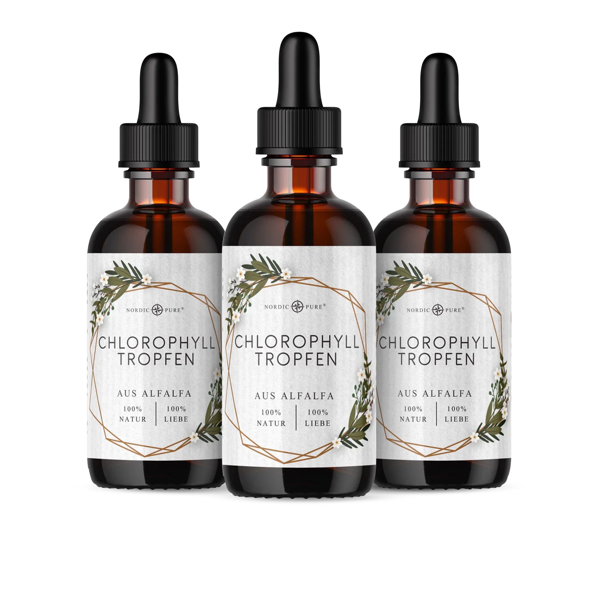 Nordic Pure Chlorophyll-Tropfen aus Alfalfa 3x100 ml Tropfen