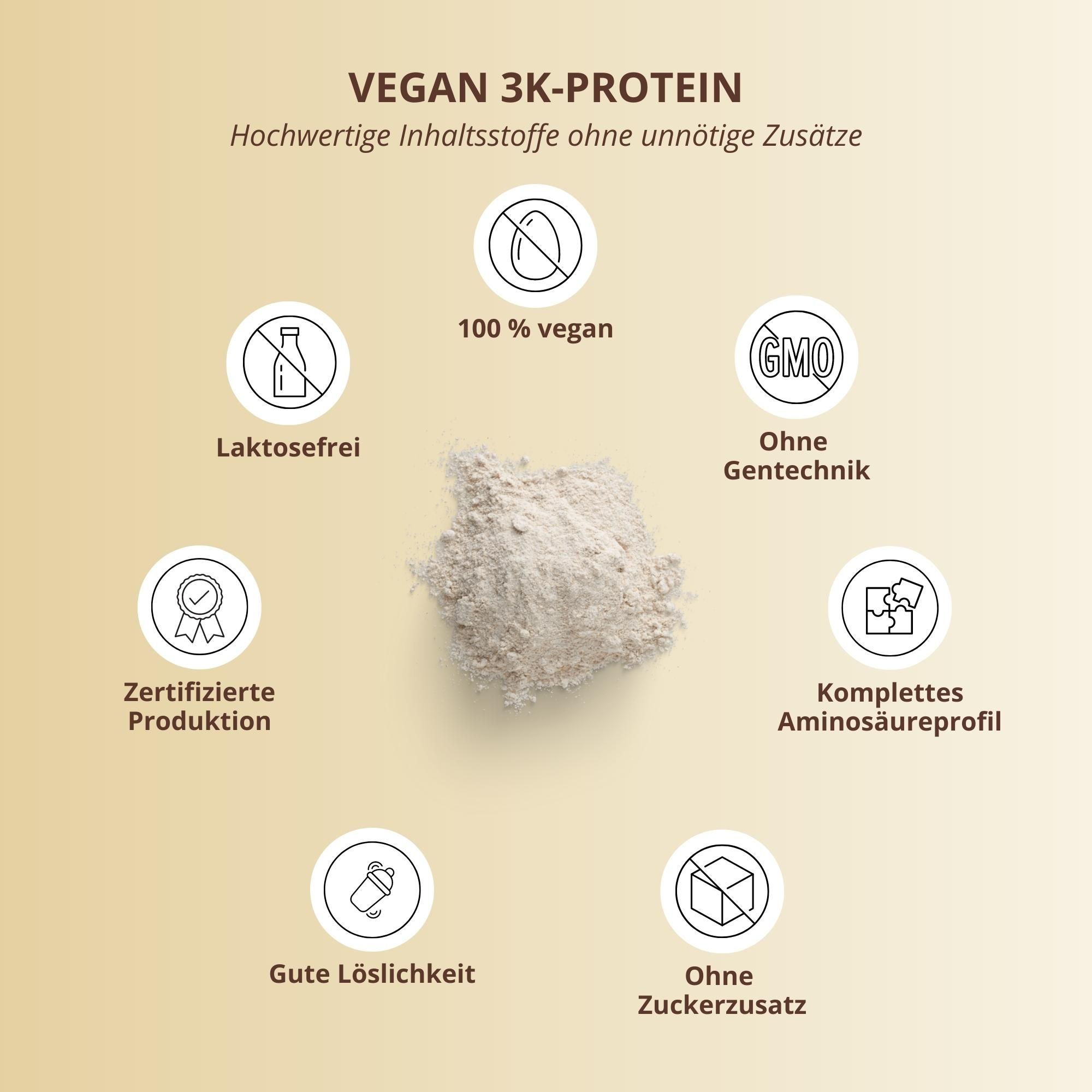 Nutri+ Veganes Proteinpulver 3k - Eiweiß Protein Pulver 1kg 1000 g