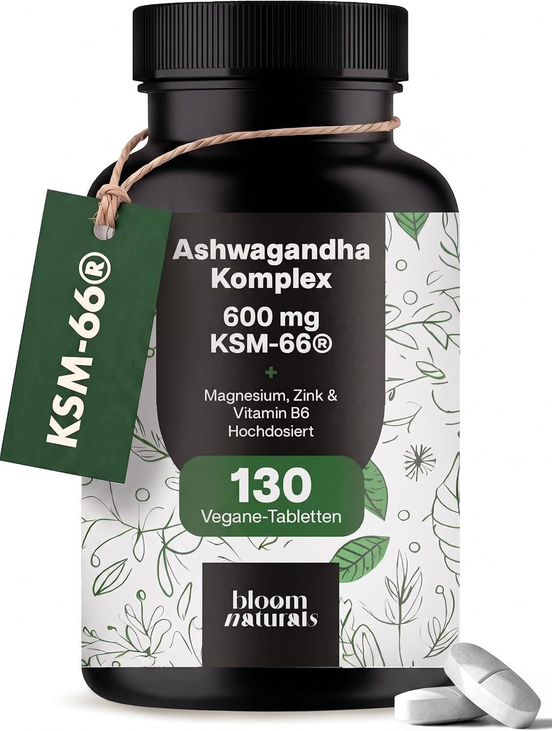 Ashwagandha Tabletten - 600 mg Ksm-66 pro Tag Bloom Naturals® 130 g