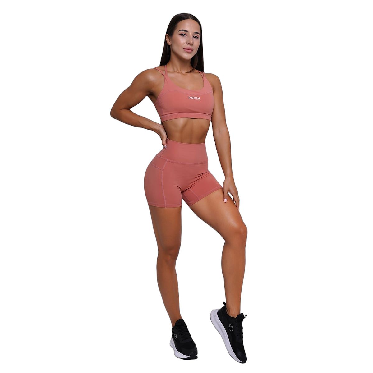 GymBeam Shorts Damen Slim mit hoher Taille und elastischem Material, Lachsfarben