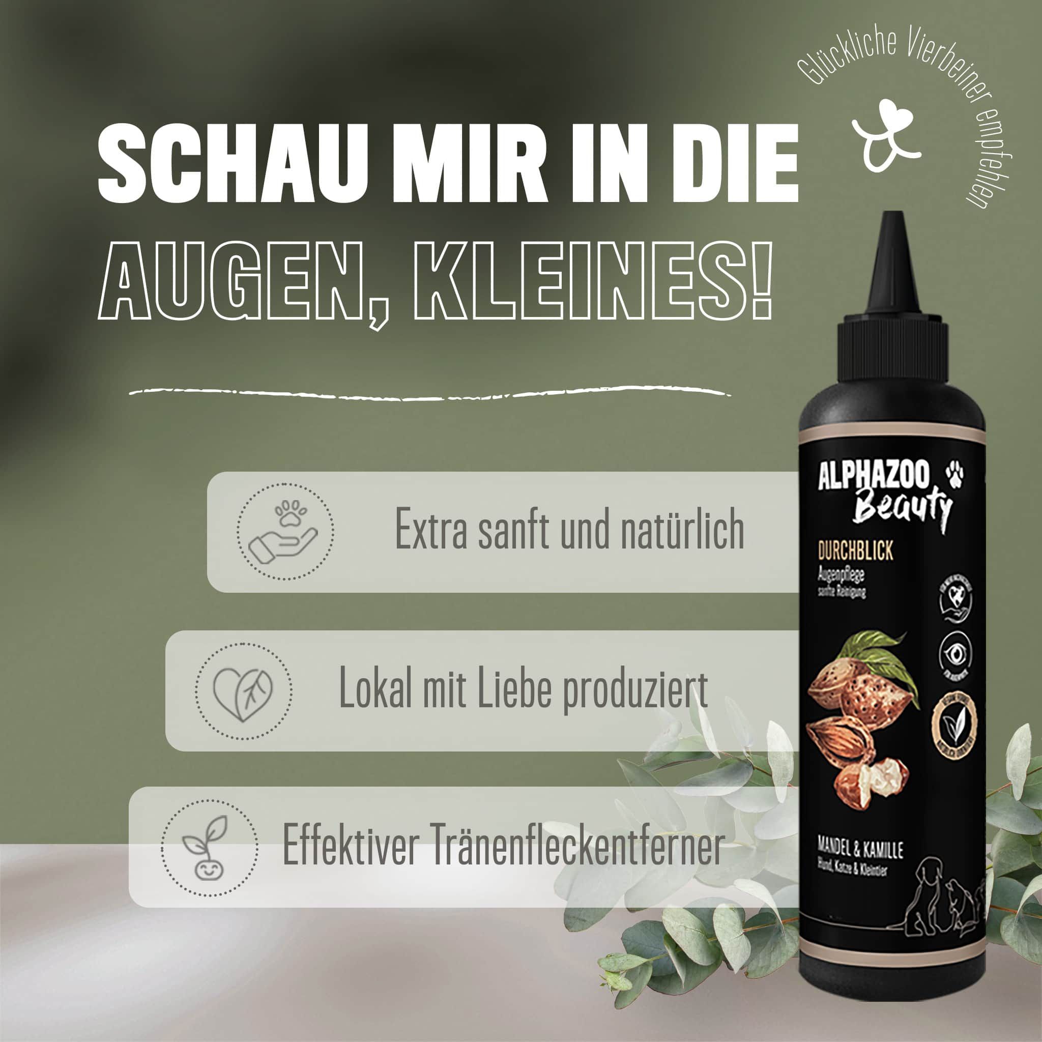 Alphazoo Durchblick Augenpflege für Hunde, Katzen & alle Tiere I Sanfter Augenreiniger 100 ml Flüssigkeit