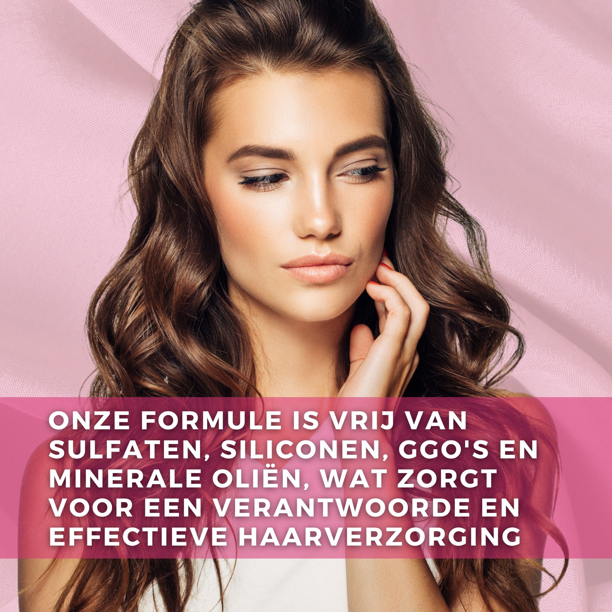 Tekst: Natuurlijke ingrediënten met bewezen effectiviteit. Iconen: Keratine, Jojoba-olie, Ricinusolie, Aloë Vera, Arganolie.