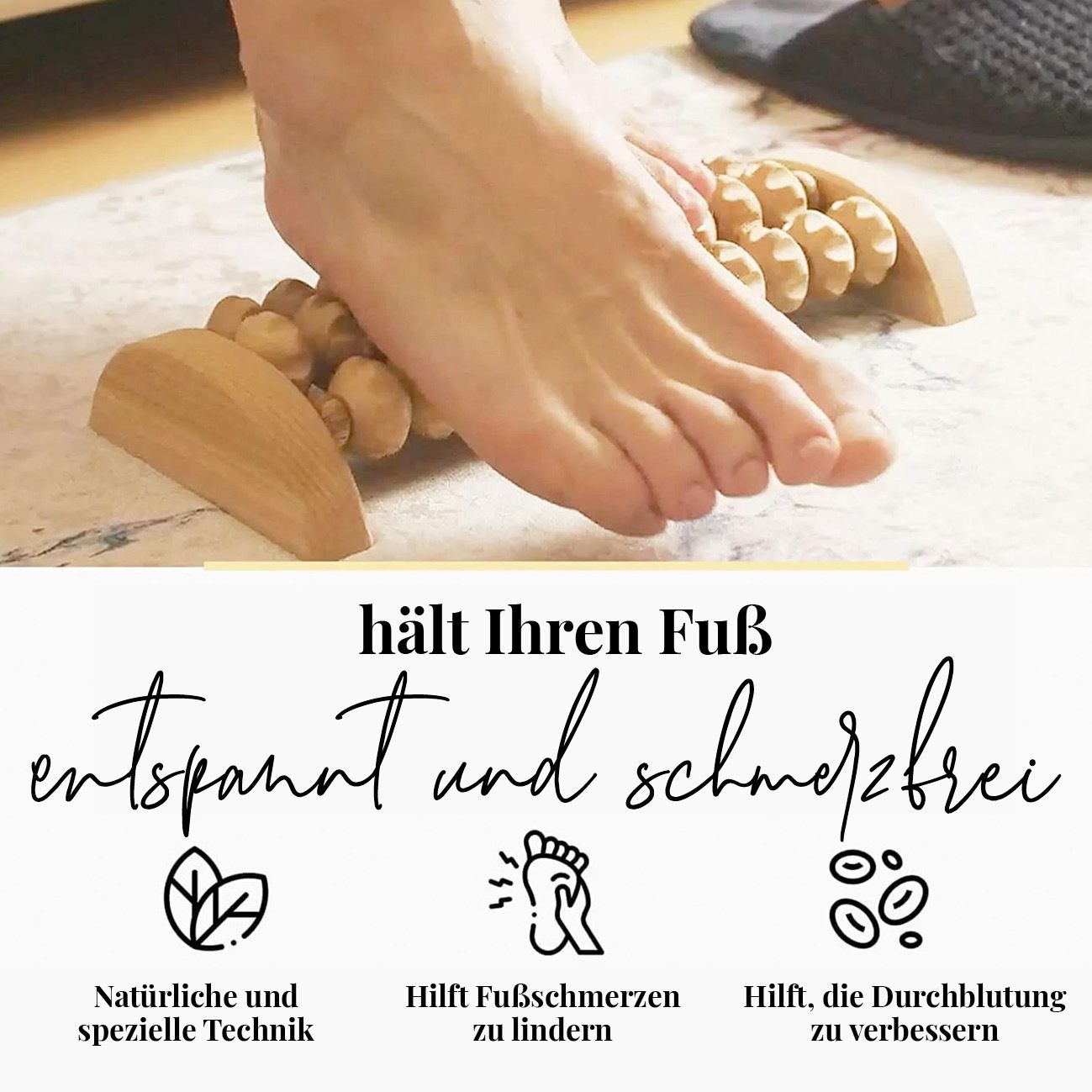 tuuli Massageroller Massagegerät Fuß Fußmassagegerät Fußroller Fußmassage aus Holz