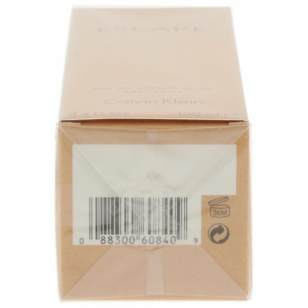 Unterseite der Calvin Klein Escape for Men Verpackung mit Barcode und 36M Symbol.