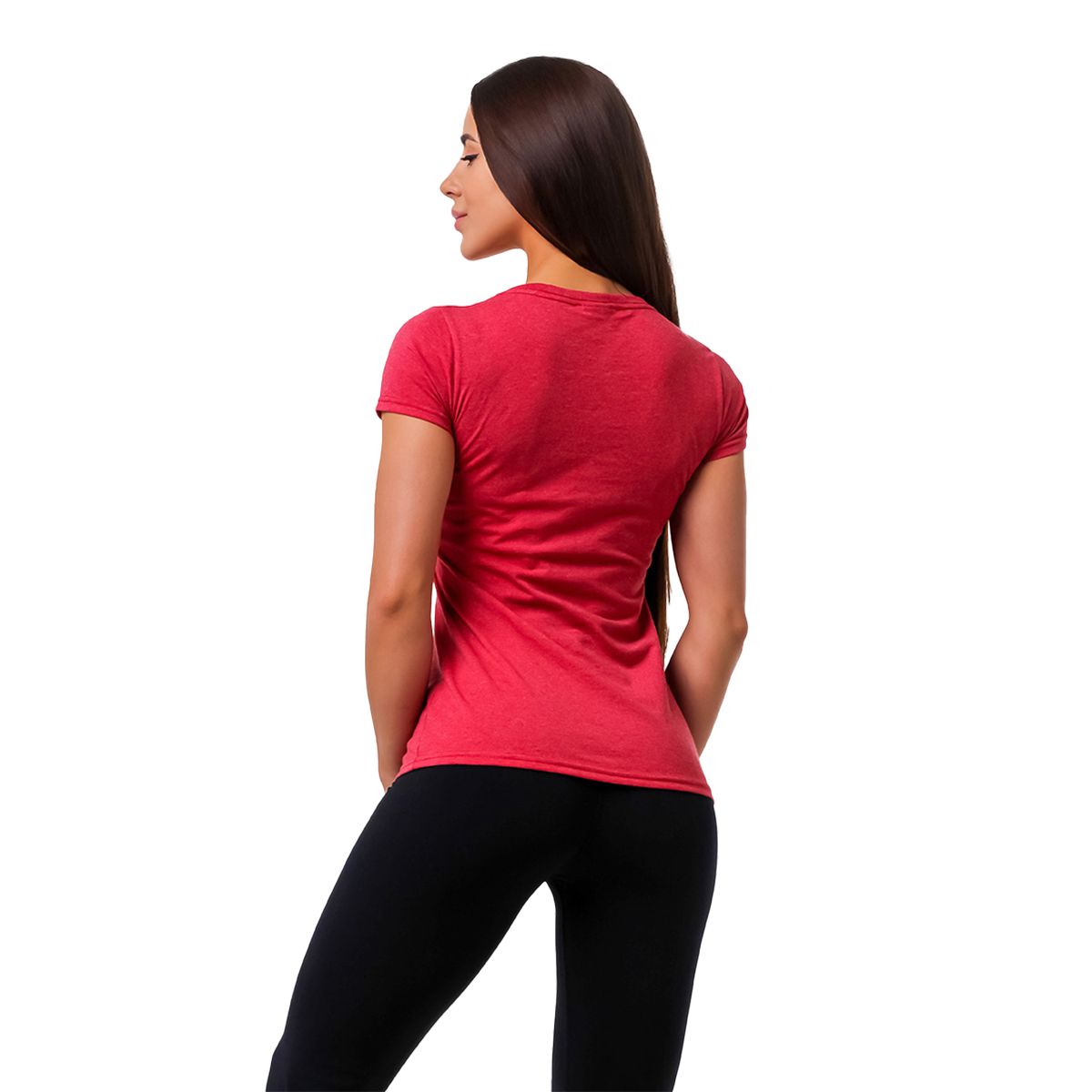 GymBeam T-Shirt Damen Slim Kurzarm mit rundem Ausschnitt Vintage Red