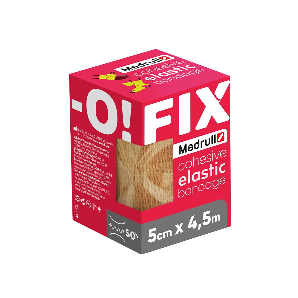 Medrull Fix-O selbsthaftende, elastische Bandage 5cm x 4,5m, latexfrei, hautfarben