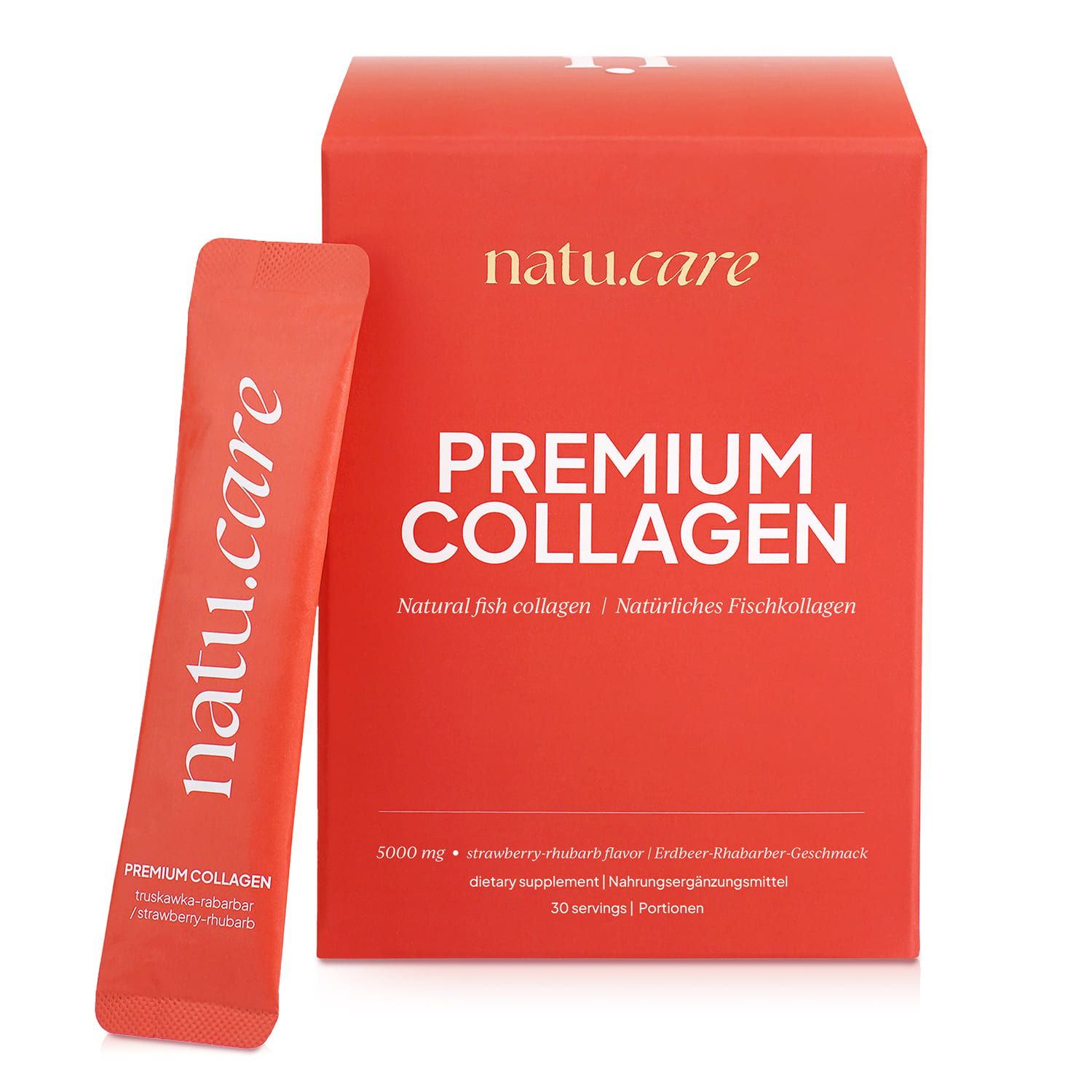 Natu.Care Premium Kollagen Erdbeere-Rhabarber 207 St Pulver