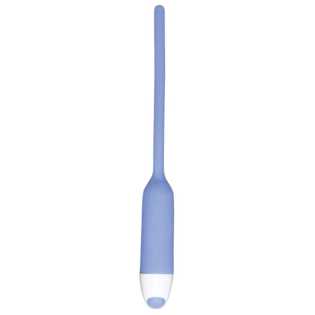 Blau-weißer Dilator mit langem Schaft. Der Schaft ist zylindrisch und verjüngt sich zu einer abgerundeten Spitze.