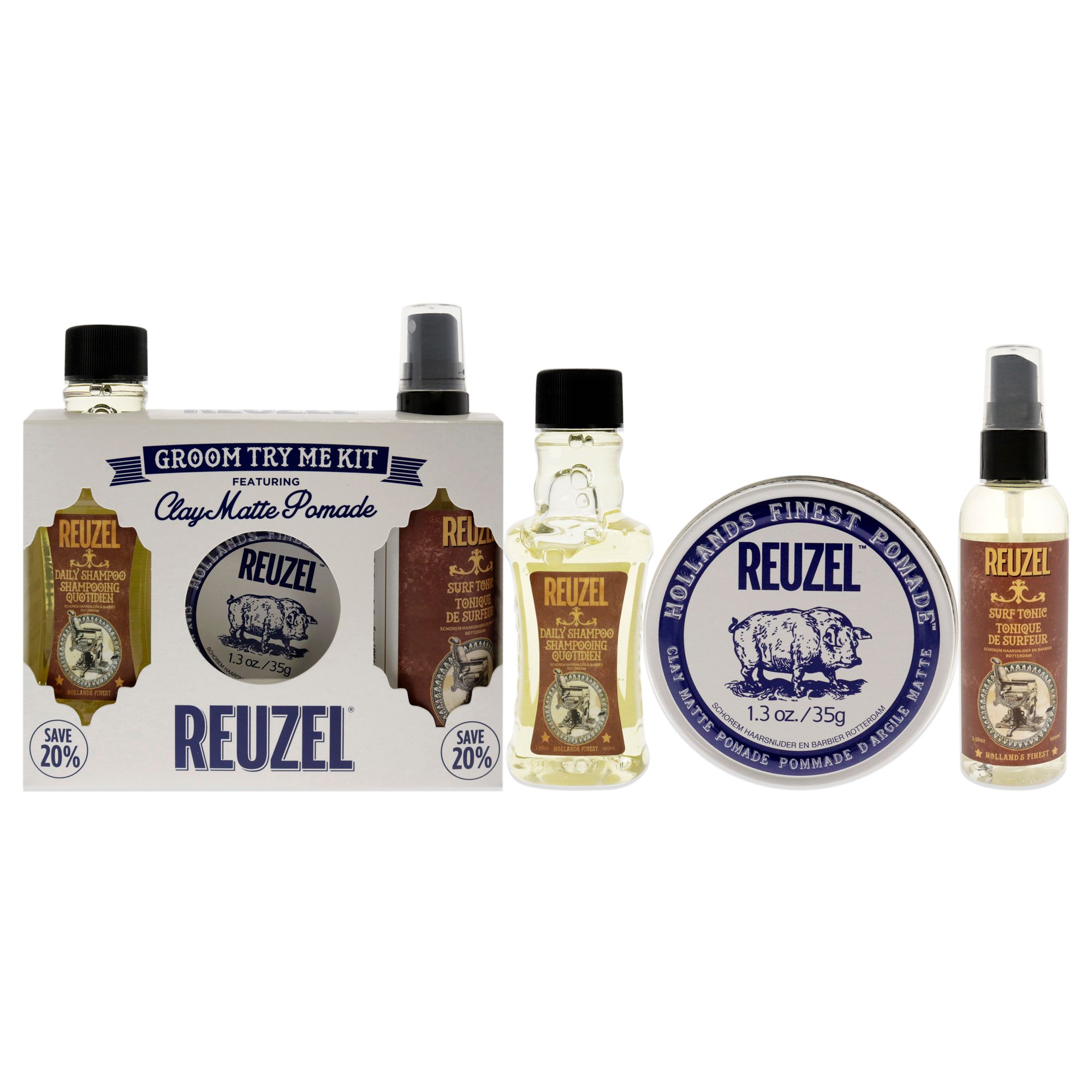Clay Matte Try Me Kit by Reuzel 3 Pc