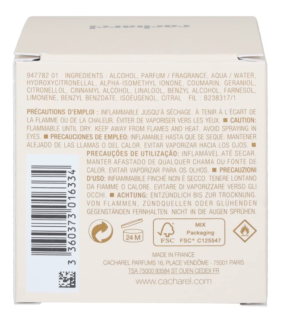 Rückseite der Verpackung mit Inhaltsstoffen, Vorsichtsmaßnahmen und Herstellerinformationen. FSC-Logo sichtbar.