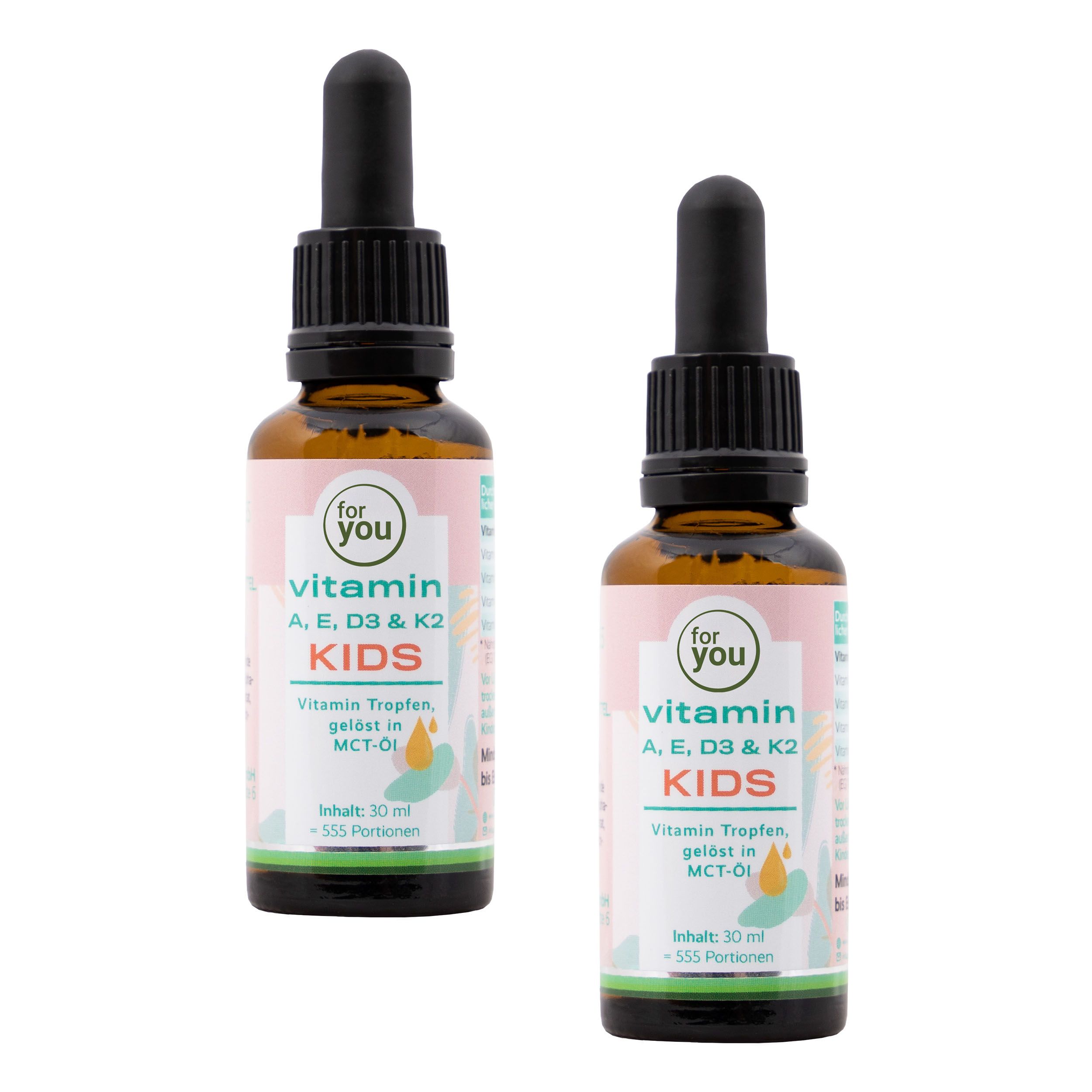 for you Vitamin A, E, D3 & K2 Kids Flüssig Doppelpack