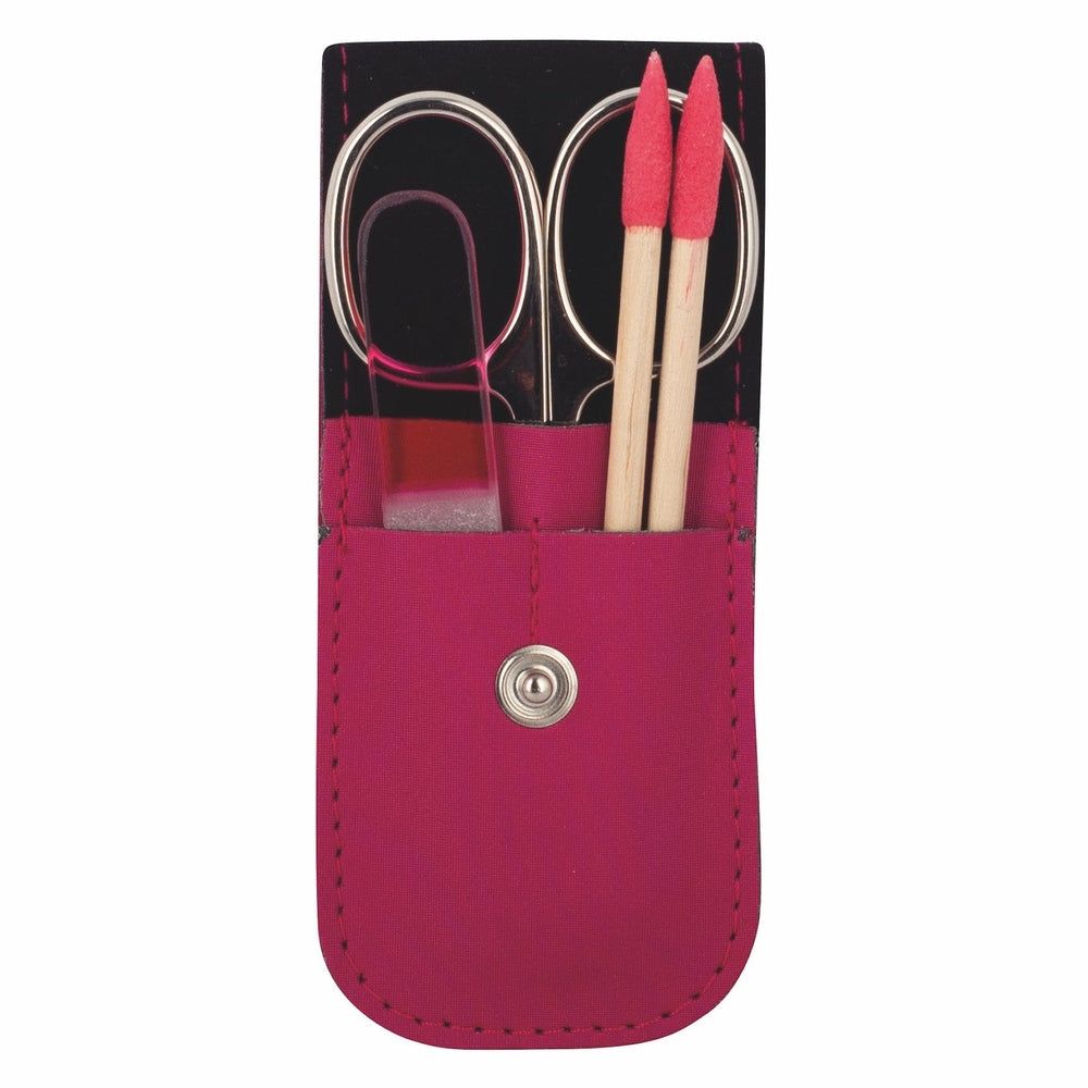 YES Solingen Maniküre Taschenetui Nylon Pink 4-teilig 1 St