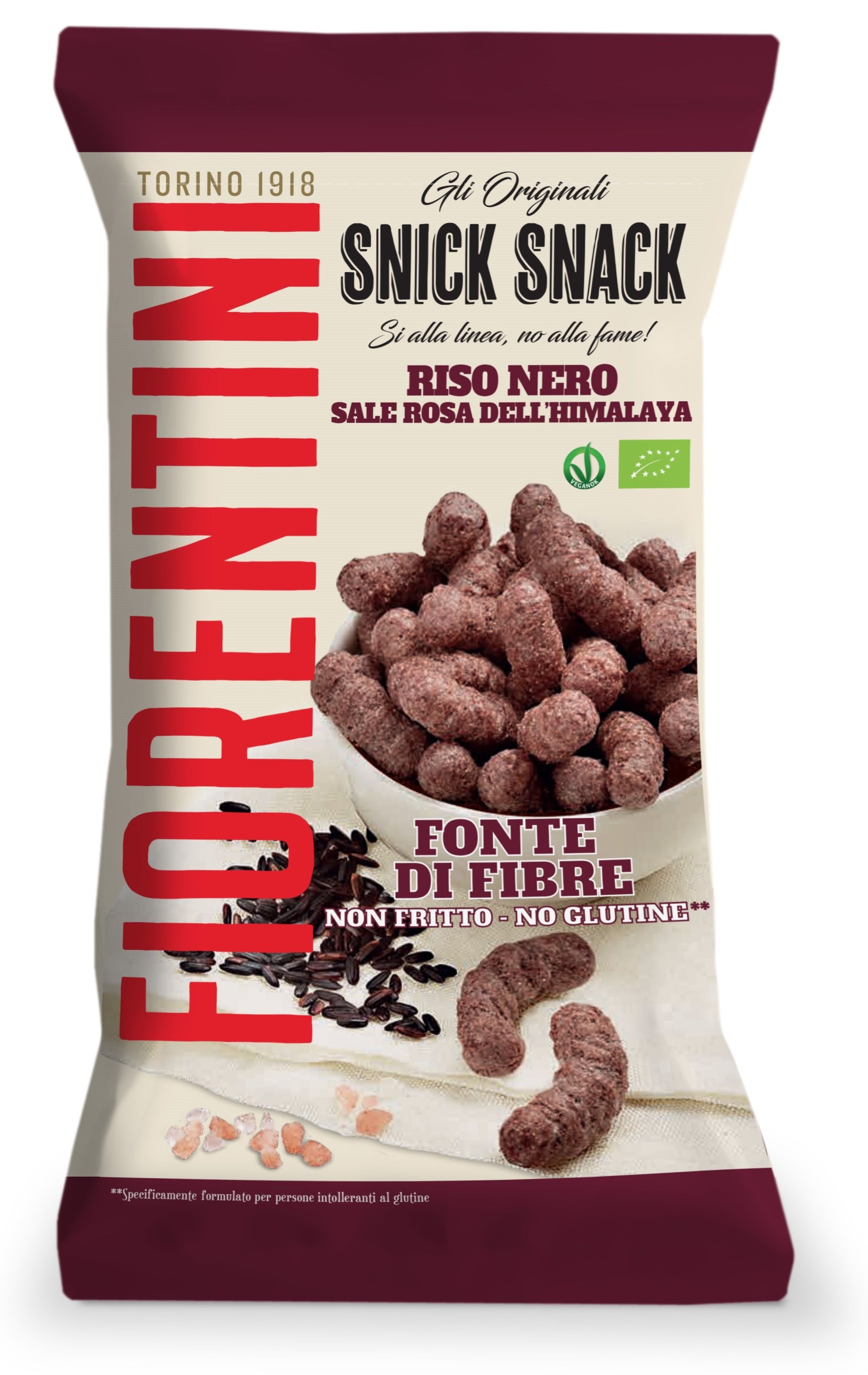 Snick Snack Senza Glutine al Riso Nero con Sale Rosa dell'Himalaya Bio - Fiorentini