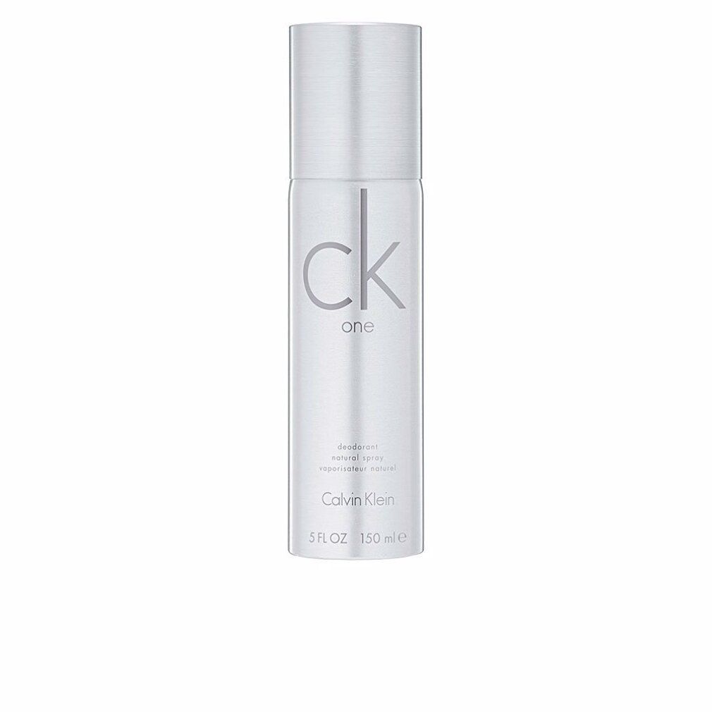 Silberne Deospray-Flasche mit "ck one"-Logo. "Calvin Klein" und Volumenangabe sind sichtbar.