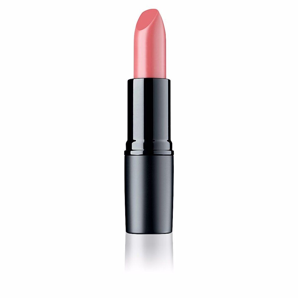 Lippenstift mit schwarzer Hülse und rosafarbenem Stift. Auf weißem Hintergrund.