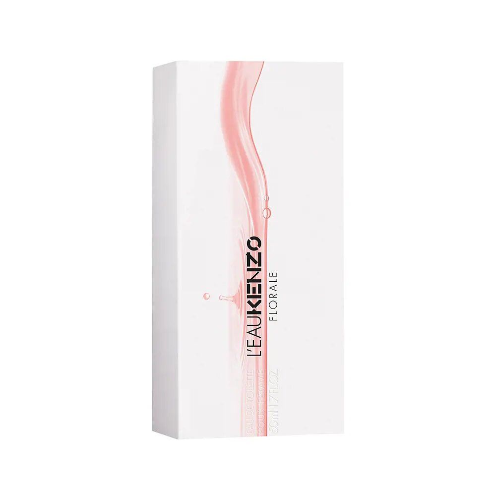 Verpackung von L'Eau Kenzo Pour Femme Florale Eau de Toilette mit einem rosa Wirbel-Design.